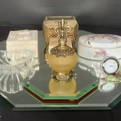 Vanity Display Mirrors, Keepsake Boxes, Perfume Bottle, Brighton Clock