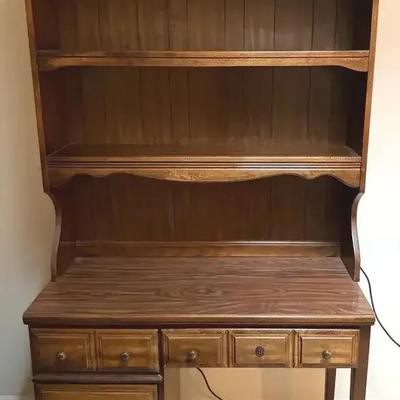 Wood Desk W/ Hutch