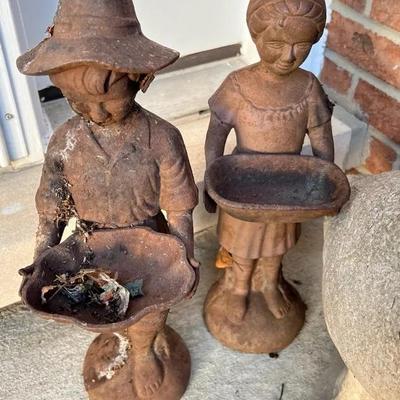 Pair Of Cast Iron Statues