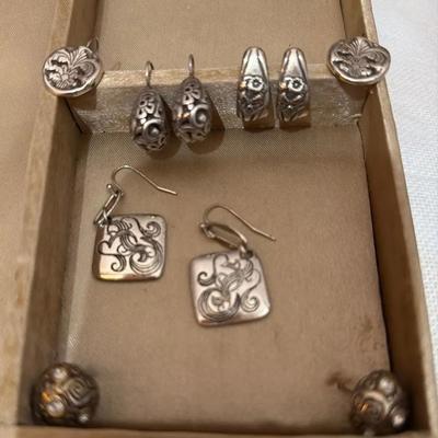 Silver Tone & Sterling Silver Earrings 