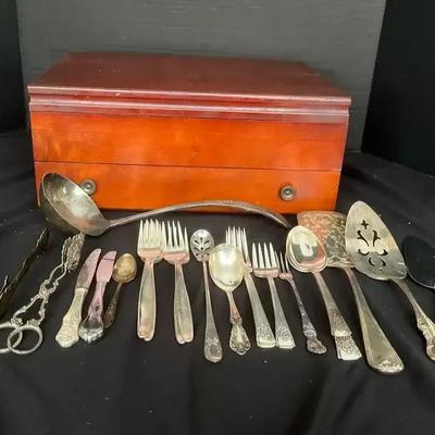 Assorted Silverplate & Flatware Plus Storage Box