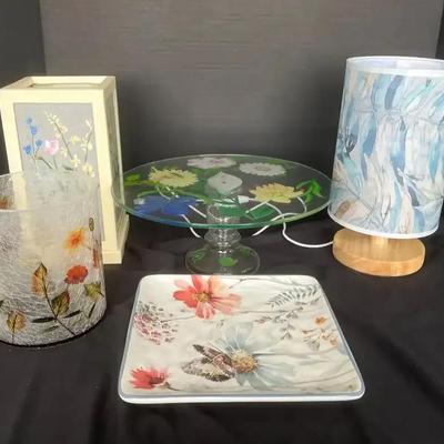 Assorted Floral Serveware & Lighting