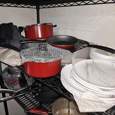 Kitchen Starter Set Lot - Pots & Pans, Silverware, Flatware, Plates, And More