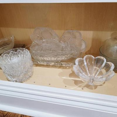 Clear Glass Collection of Bowls, Servers, and Trays - Vintage and Modern 