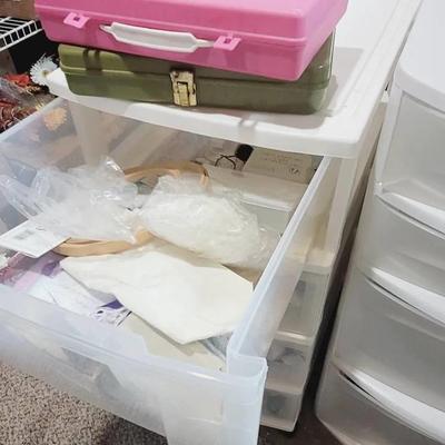 Loaded 4 Drawer Rolling Bin Packed with Sewing Supplies 
