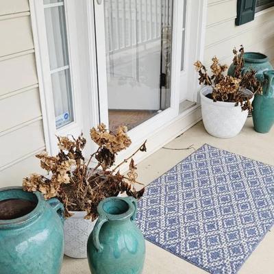 Planters Lot - Turquoise and White Ceramic and Resin 6 Pc 