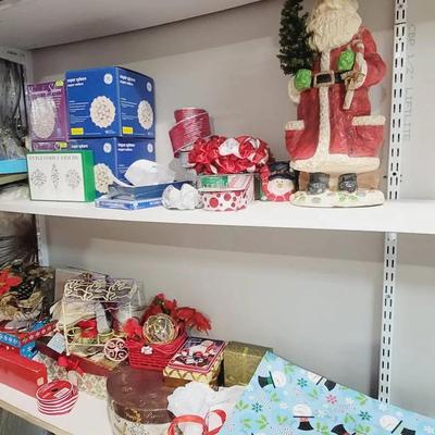 Christmas Decor, Gift Wrap, and Boxes - Large Lot 