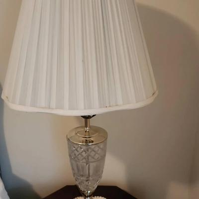 Clear Cut Glass Lamp with Lampshade