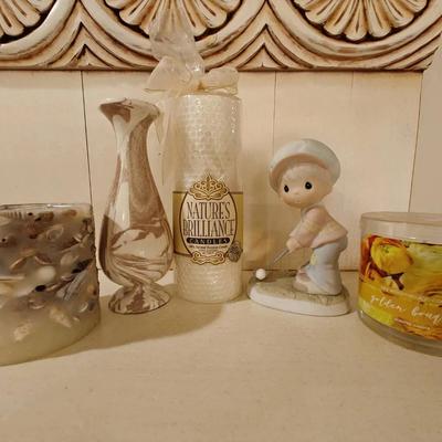 Precious Moments Golfer and Candles Lot