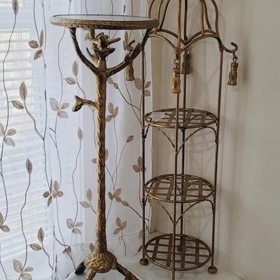 Gold Tone Boho Plant Stands - Single and 3 Tier (2 Pc)