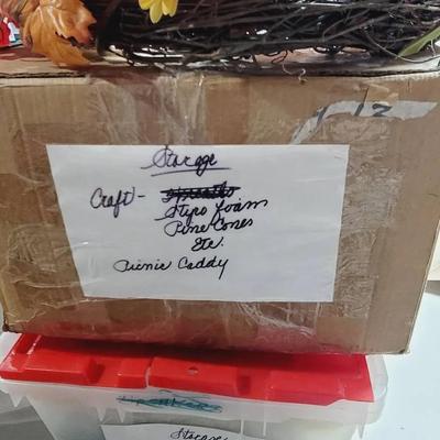 Tote Lot - Wreath and Floral Decorating Supplies Faux Flowers Ornaments and Foam