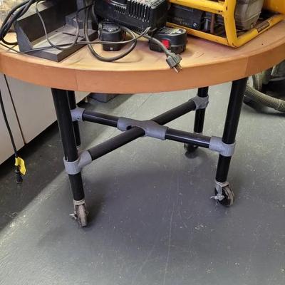 2 Pc Rolling Wood Top Work Tables