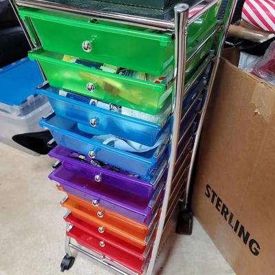 Rolling Craft Organizer with All Contents - Giant Mystery Lot - See Photos for Details 