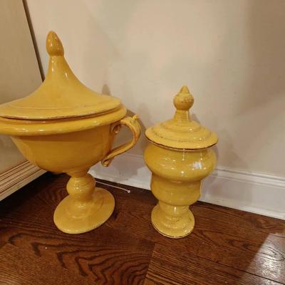 Yellow Soup Tureen and Matching Ginger Jar Vintage Set - 2 Pc