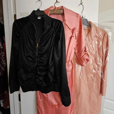 Coat Lot of Mixed Materials - Satin, Cashmere, and Jersey 3 Pc 