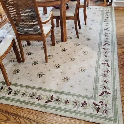 Rug Red Cream Green Leaf Pattern Acrylic - Large 