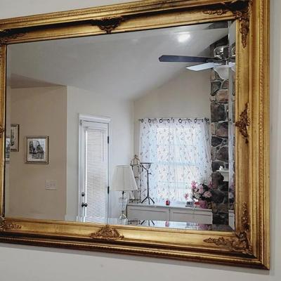 Gilded Wall or Mantle Mirror Large Vintage