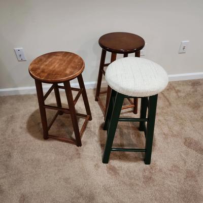 Wooden Stools - 3 Pc