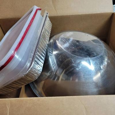 Kitchen Items Box Lot Extra Bowls, Storage Trays, Etc