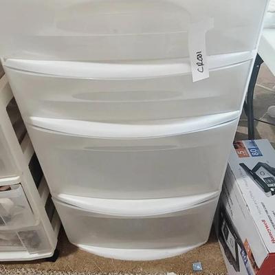 Plastic Storage Bin with 4 Shelves 
