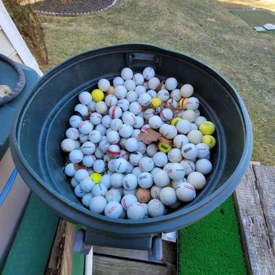 Enormous Collection of Golf Balls Trashcan Full a Plus Stack