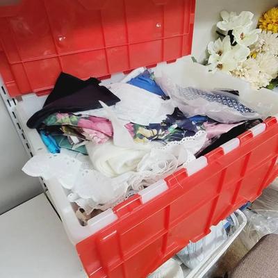 Tote Lot Crafting Sewing Material Cotton And Other