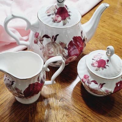 Rose Pattern Teapot Sugar Creamer Grace's Teaware