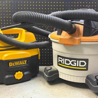 Shop Vacs - Ridgid 6 Gallon 2.5 HP
Dewalt 2 Gallon 1 HP Corded or Cordless - 2 Pc Lot 