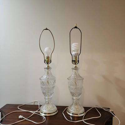 Matched Set of Clear Cut Glass Lamps