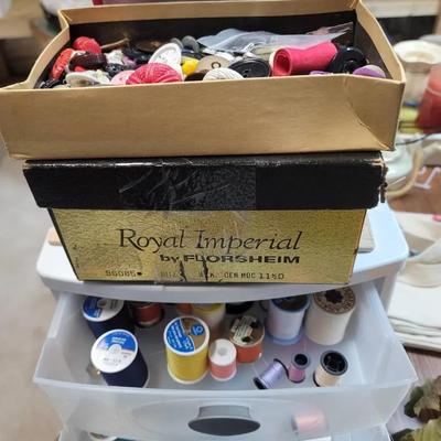 Sewing Crafting Supplies Lot Thread Buttons More