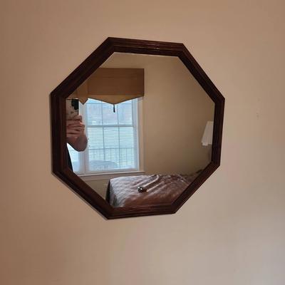 Octagon Mirror With Wooden Frame
