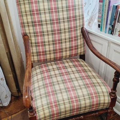 Pink and Green Plaid Accent Chair