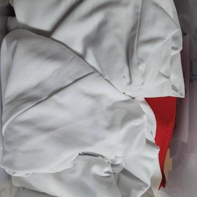 Linens Lot - 2 Totes of Vintage and Modern Linens Lace, Printed, and More