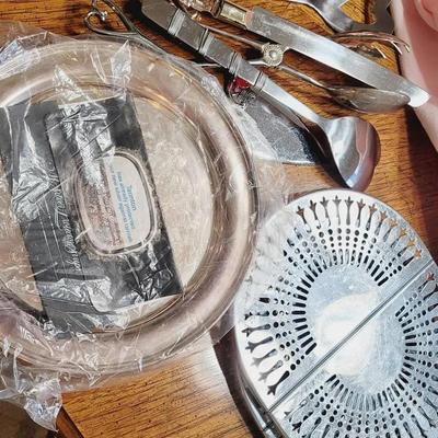 Silver Plate and Stainless Serving Pieces - See Photos for Details 