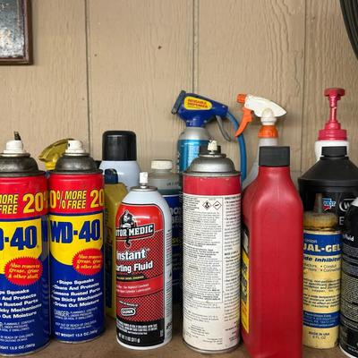 Lot Of Automotive Fluids- Oil, Oil Stabilizer, Starting Fluid, Lubricants 