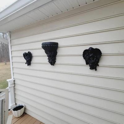 Back Porch Decor Lot Wall Hangings Planter Bird Bath Etc