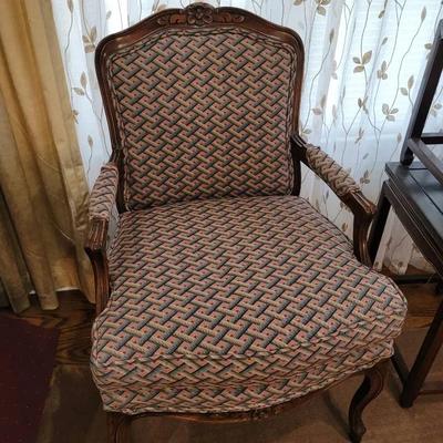 Pink and Blue Upholstery Accent Chair with Deep Seat