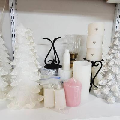 Seasonal and Daily Use Candles and Candlesticks Lot