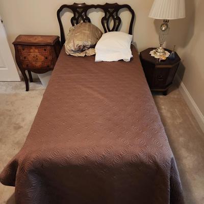 Twin Bed and Bed Bed Spread - Bed Frame and Box Spring Included 
