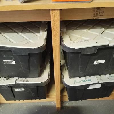 Plumbing Repair Supplies - 4 Tote Lot! 
For Copper PVC Flex and Faucets