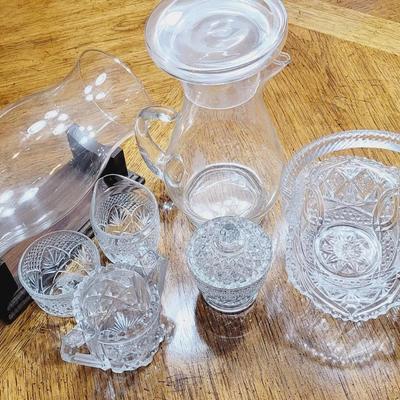 Pressed and Etched Vintage Glass Lot NO SHIPPING