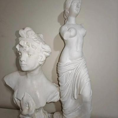 Venus de Milo Reproduction and Art Nouveau Bust Statue Lot