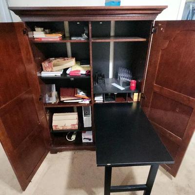 Office Cabinet with Built In Fold-able Desk - Contents Not Included