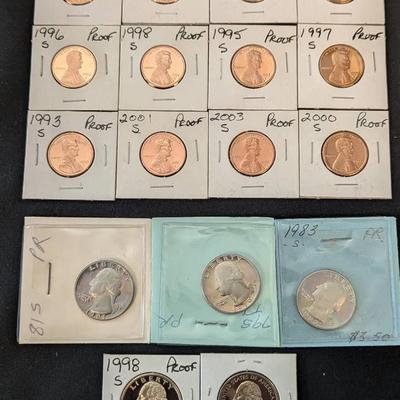 17 Proof Lincoln Cents & Liberty Quarters