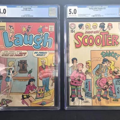 2 CGC Graded Comics, 1970 & 1971 - Scooter and Archie Laugh