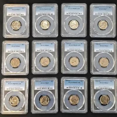 12 PCGS Graded Jefferson Nickels