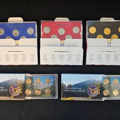 3 2002 Statehood Quarter Sets and 2 2005 Nickel Sets