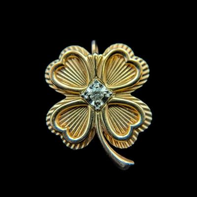 14K Two Tone Gold Diamond Brooch/Pendant, NAGL #1226558