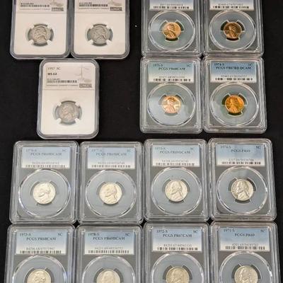 NGC & PCGS Graded Proof & Uncirculated Nickels and Lincoln Cents