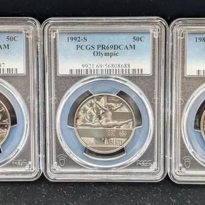 3 PCGS Graded Proof 50 Cent US Commemorative Coins